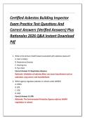 Certified Asbestos Building Inspector &NewLine;Exam Practice Test Questions And &NewLine;Correct Answers &lpar;Verified Answers&rpar; Plus &NewLine;Rationales 2026 Q&A Instant Download &NewLine;Pdf 