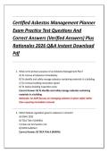 Certified Asbestos Management Planner &NewLine;Exam Practice Test Questions And &NewLine;Correct Answers &lpar;Verified Answers&rpar; Plus &NewLine;Rationales 2026 Q&A Instant Download &NewLine;Pdf 