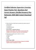 Certified Asbestos Supervisor Licensing &NewLine;Exam Practice Test  Questions And &NewLine;Correct Answers &lpar;Verified Answers&rpar; Plus &NewLine;Rationales 2026 Q&A Instant Download &NewLine;Pdf 