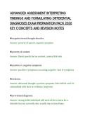 ADVANCED ASSESSMENT INTERPRETING&NewLine;FINDINGS AND FORMULATING DIFFERENTIAL&NewLine;DIAGNOSES EXAM PREPARATION PACK 2026&NewLine;KEY CONCEPTS AND REVISION NOTES