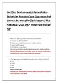Certified Environmental Remediation &NewLine;Technician Practice Exam Questions And &NewLine;Correct Answers &lpar;Verified Answers&rpar; Plus &NewLine;Rationales 2026 Q&A Instant Download &NewLine;Pdf 
