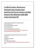 Certified Escalator Maintenance &NewLine;Technician Exam Practice Exam &NewLine;Questions And Correct Answers &lpar;Verified &NewLine;Answers&rpar; Plus Rationales 2026 Q&A &NewLine;Instant Download Pdf 