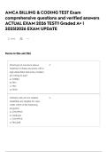 AMCA BILLING & CODING TEST    Exam comprehensive questions and verified answers ACTUAL EXAM 2026 TEST&excl;&excl; Graded A&plus; &vert; 2025&vert;2026 EXAM UPDATE 