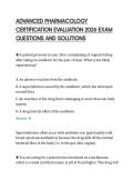 ADVANCED PHARMACOLOGY&NewLine;CERTIFICATION EVALUATION 2026 EXAM&NewLine;QUESTIONS AND SOLUTIONS&NewLine;