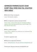 ADVANCED PHARMACOLOGY EXAM&NewLine;SCRIPT FINAL PAPER 2026 FULL SOLUTION&NewLine;VIEW AHEAD&NewLine;