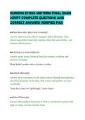NURSING ETHICS MIDTERM FINAL EXAM&NewLine;SCRIPT COMPLETE QUESTIONS AND&NewLine;CORRECT ANSWERS VERIFIED PASS