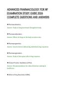 ADVANCED PHARMACOLOGY FOR NP&NewLine;EXAMINATION STUDY GUIDE 2026&NewLine;COMPLETE QUESTIONS AND ANSWERS&NewLine;