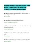 NURSING ETHICS QUESTIONS FINAL EXAM&NewLine;SCRIPT COMPLETE QUESTIONS AND&NewLine;CORRECT ANSWERS VERIFIED PASS&NewLine;