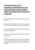 ADVANCED PHARMACOLOGY&NewLine;FUNDAMENTALS MIDTERM PRACTICE AND&NewLine;STUDY GUIDE 2026 CLINICAL DECISION&NewLine;MAKING IN PHARMACOLOGY APPLICATION&NewLine;FRAMEWORK&NewLine;