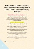 ASU - Koretz - LES 305 - Exam 2 &vert; 150&plus; Questions & Answers &vert; Grade A &vert; 100&percnt; Correct &lpar;Verified Solutions&rpar; 2026&sol;2027&NewLine;&NewLine;This ASU LES 305 Exam 2 prep pack by Koretz provides over 150&plus; questions and verified answers for the Legal&comma; Ethical&comma; and Regulatory Issu