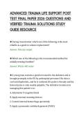 ADVANCED TRAUMA LIFE SUPPORT POST&NewLine;TEST FINAL PAPER 2026 QUESTIONS AND&NewLine;VERIFIED TRAUMA SOLUTIONS STUDY&NewLine;GUIDE RESOURCE&NewLine;
