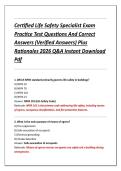 Certified Life Safety Specialist Exam &NewLine;Practice Test Questions And Correct &NewLine;Answers &lpar;Verified Answers&rpar; Plus &NewLine;Rationales 2026 Q&A Instant Download &NewLine;Pdf