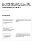 CNA WRITTEN TEST QUESTIONS Exam 2026 &lpar;Actual Exam&rpar; Questions with verified Answers &lpar;Latest Update 2026&rpar; UPDATE&excl;&excl;