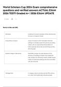 World Scholars Cup 2024 Exam comprehensive questions and verified answers ACTUAL EXAM 2026 TEST&excl;&excl; Graded A&plus; &vert; 2026 EXAM UPDATE
