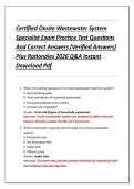 Certified Onsite Wastewater System &NewLine;Specialist Exam Practice Test Questions &NewLine;And Correct Answers &lpar;Verified Answers&rpar; &NewLine;Plus Rationales 2026 Q&A Instant &NewLine;Download Pdf 