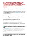 NUR 256 MENTAL HEALTH EXAM 4 2026&sol;2027 STUDY GUIDE &vert; VERIFIED QUESTIONS AND ANSWERS WITH DETAILED RATIONALES &vert; GALEN COLLEGE OF NURSING &vert; LATEST UPDATED VERSION