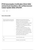 PTCB Immunization Certification  EXAM 2026 &lpar;Actual Exam&rpar; Questions with verified Answers &lpar;Latest Update 2026&rpar; UPDATE&excl;&excl;  