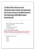 Certified Radon Measurement &NewLine;Technician Exam Practice Test Questions &NewLine;And Correct Answers &lpar;Verified Answers&rpar; &NewLine;Plus Rationales 2026 Q&A Instant &NewLine;Download Pdf 