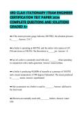 3RD CLASS STATIONARY STEAM ENGINEER&NewLine;CERTIFICATION TEST PAPER 2026&NewLine;COMPLETE QUESTIONS AND SOLUTIONS&NewLine;GRADED A&plus;