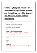 Certified Septic System Installer State &NewLine;Licensing Exam Practice Exam Questions &NewLine;And Correct Answers &lpar;Verified Answers&rpar; &NewLine;Plus Rationales 2026 Q&A Instant &NewLine;Download Pdf 