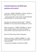 Colorado Pharmacy Law MPJE exam questions with answers&comma;