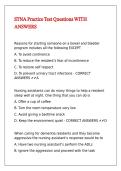 STNA Practice Test Questions WITH ANSWERS