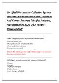 Certified Wastewater Collection System &NewLine;Operator Exam Practice Exam Questions &NewLine;And Correct Answers &lpar;Verified Answers&rpar; &NewLine;Plus Rationales 2026 Q&A Instant &NewLine;Download Pdf 