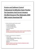 Erosion and Sediment Control &NewLine;Professional Certification Exam Practice &NewLine;Test Questions And Correct Answers &NewLine;&lpar;Verified Answers&rpar; Plus Rationales 2026 &NewLine;Q&A Instant Download Pdf 