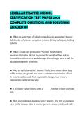 5 DOLLAR TRAFFIC SCHOOL&NewLine;CERTIFICATION TEST PAPER 2026&NewLine;COMPLETE QUESTIONS AND SOLUTIONS&NewLine;GRADED A&plus;