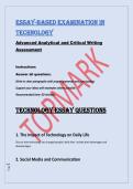 ESSAY-BASED EXAMINATION IN &NewLine;TECHNOLOGY &NewLine;Advanced Analytical and Critical Writing &NewLine;Assessment