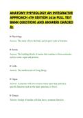 ANATOMY PHYSIOLOGY AN INTEGRATIVE&NewLine;APPROACH 4TH EDITION 2026 FULL TEST&NewLine;BANK QUESTIONS AND ANSWERS GRADED&NewLine;A&plus;