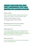 AIRCRAFT DISPATCHER FINAL EXAM&NewLine;SCRIPT COMPREHENSIVE STUDY GUIDE&NewLine;QUESTIONS WITH ACCURATE SOLUTIONS&NewLine;