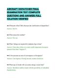 AIRCRAFT DISPATCHER FINAL&NewLine;EXAMINATION TEST COMPLETE&NewLine;QUESTIONS AND ANSWERS FULL&NewLine;SOLUTION VERIFIED