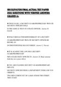 100 ELEVATOR FINAL ACTUAL TEST PAPER&NewLine;2026 QUESTIONS WITH VERIFIED ANSWERS&NewLine;GRADED A&plus;
