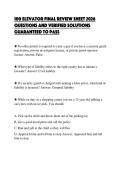 100 ELEVATOR FINAL REVIEW SHEET 2026&NewLine;QUESTIONS AND VERIFIED SOLUTIONS&NewLine;GUARANTEED TO PASS