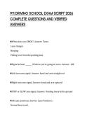 911 DRIVING SCHOOL EXAM SCRIPT 2026&NewLine;COMPLETE QUESTIONS AND VERIFIED&NewLine;ANSWERS