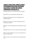 AMB100 EPICCARE AMBULATORY&NewLine;FUNDAMENTALS EPIC SYSTEMS&NewLine;2026 FINAL PAPER PRACTICE&NewLine;ANSWERS ACCURATE A&plus;&NewLine;