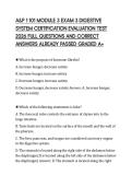 A&P 1 101 MODULE 3 EXAM 3 DIGESTIVE&NewLine;SYSTEM CERTIFICATION EVALUATION TEST&NewLine;2026 FULL QUESTIONS AND CORRECT&NewLine;ANSWERS ALREADY PASSED GRADED A&plus;