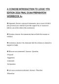 A CONCISE INTRODUCTION TO LOGIC 11TH&NewLine;EDITION 2026 FINAL EXAM PREPARATION&NewLine;WORKBOOK A&plus;