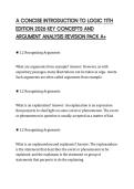 A CONCISE INTRODUCTION TO LOGIC 11TH&NewLine;EDITION 2026 KEY CONCEPTS AND&NewLine;ARGUMENT ANALYSIS REVISION PACK A&plus;
