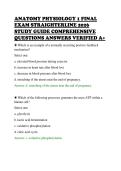 ANATOMY PHYSIOLOGY 1 FINAL&NewLine;EXAM STRAIGHTERLINE 2026&NewLine;STUDY GUIDE COMPREHENSIVE&NewLine;QUESTIONS ANSWERS VERIFIED A&plus;