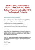 APHON Chemo Certification Exam ACTUAL EXAM 2026&sol;2027 &vert; APHON Pediatric Chemotherapy &vert; Verified Q&A &vert; Pass Guaranteed - A&plus; Graded