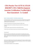 CDA Practice Test ACTUAL EXAM 2026&sol;2027 &vert; CDA Child Development Associate Certification &vert; Verified Q&A &vert; Pass Guaranteed - A&plus; Graded