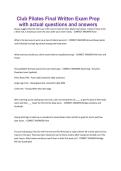 Club Pilates Final Written Exam Prep &ndash; Practice Questions with Answers &ndash; Pilates Certification Study Material
