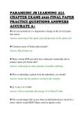 PARAMEDIC JB LEARNING ALL&NewLine;CHAPTER EXAMS 2026 FINAL PAPER&NewLine;PRACTICE QUESTIONS ANSWERS&NewLine;ACCURATE A&plus;