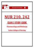 NUR 210 & NUR 242 Exam 3 Study Guide &vert; Pharmacology & Med-Surg &vert; &lpar;2026 &sol; 2027&rpar;&vert; Galen College of Nursing