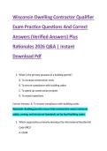 Wisconsin Dwelling Contractor Qualifier &NewLine;Exam Practice Questions And Correct &NewLine;Answers &lpar;Verified Answers&rpar; Plus &NewLine;Rationales 2026 Q&A &vert; Instant &NewLine;Download Pdf 