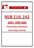 NUR 210 & NUR 242 Exam 1 Study Guide &vert; Pharmacology & Med-Surg &vert; &lpar;2026 &sol; 2027&rpar;&vert; Galen College of Nursing&NewLine;