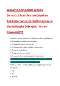 Wisconsin Commercial Building &NewLine;Contractor Exam Practice Questions &NewLine;And Correct Answers &lpar;Verified Answers&rpar; &NewLine;Plus Rationales 2026 Q&A &vert; Instant &NewLine;Download Pdf