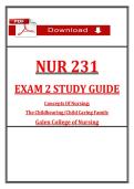 NUR 231 Exam 2 Study Guide &vert; Childbearing & Child Caring Family &vert; &lpar;2026 &sol; 2027&rpar;&vert; Galen College of Nursing